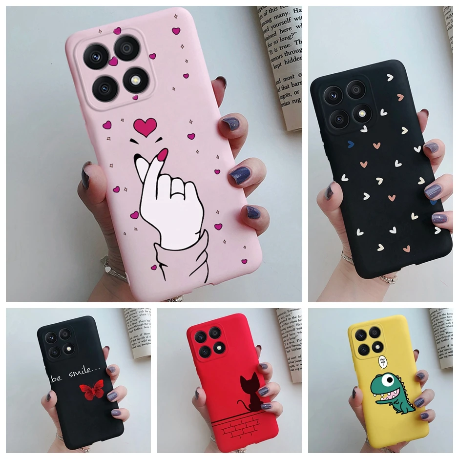 Fundas For Honor X8A 2023 Case Soft Silicone Cute Heart Back Cover Phone Cases for Huawei Honor X8a Case HonorX8A Coque Bumper