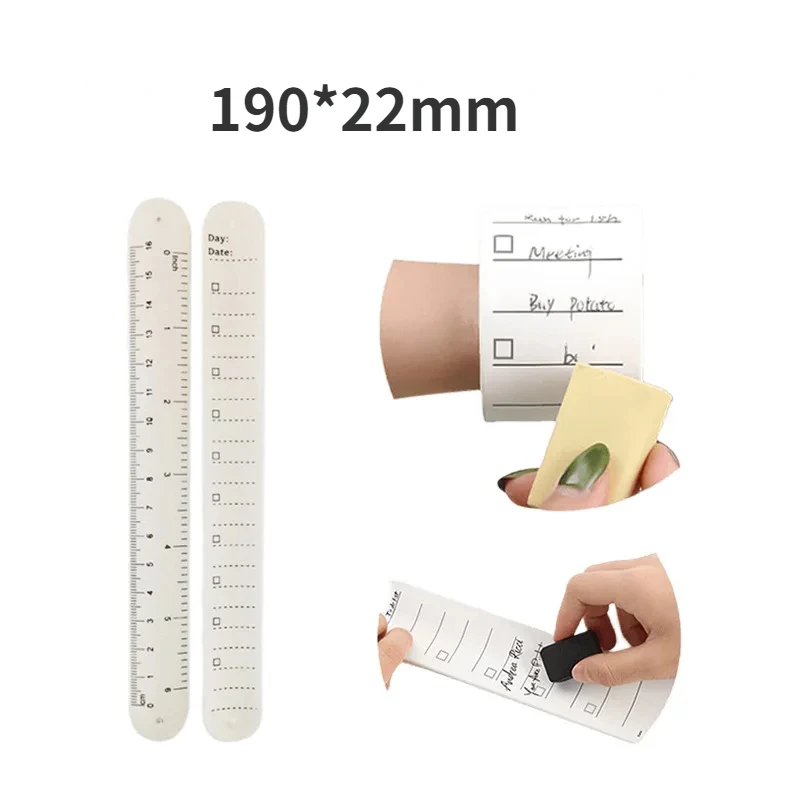 Silicone Writeable Wearable Memo Slap Ring Pocket To-do List Wrist Strap Waterproof Erasable with Oversized Scale for Children