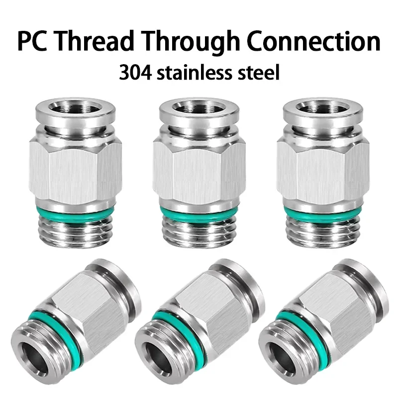 

10pcs 304 Stainless Steel PC Pneumatic Quick Connector G Thread Thread Pipe Water Gas Connector M5 1/8" 1/4" 3/8" 1/2" BSP