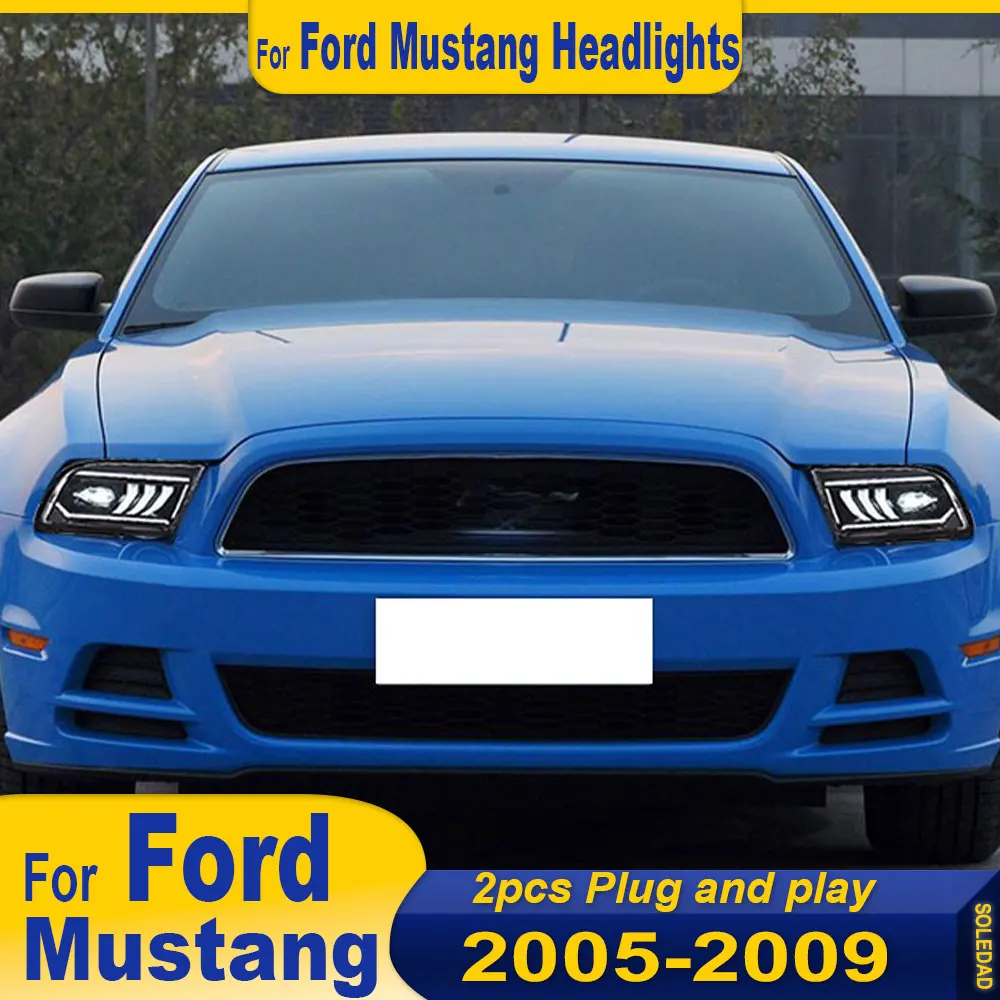 

Автомобильные фары для Ford Mustang, фары 2005-2009, фары Mustang, DRL, указатель поворота, линза проектора дальнего света
