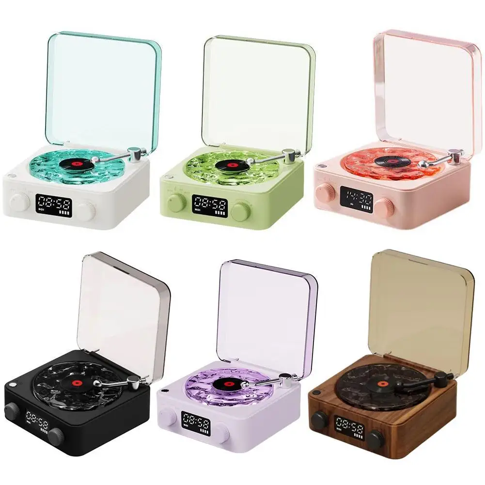 Mini Portable Retro Wave Vinyl Record Player Speakers 360 Surround Sound White Noise Bluetooth Speaker Music Center Support TF