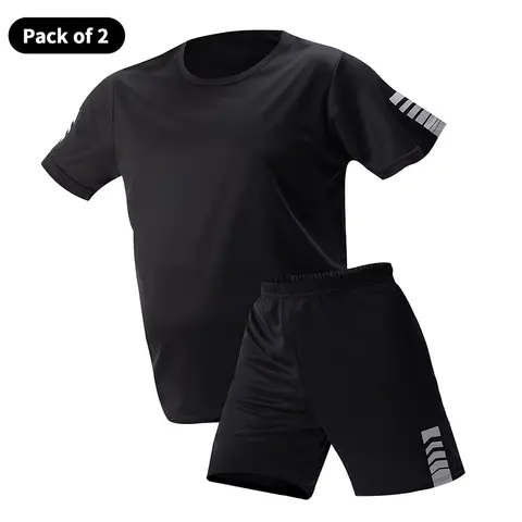 2-pack europeisk och amerikansk storlek HERR Kortärmade shorts HERR Casual T-shirt Joker Löpning Fitness Tvådelad dräkt 10 best sales polotröja - №9
