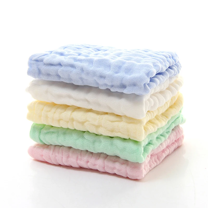 5Pcs 30x30cm Baby Towel Bath Towels Face Washcloth Muslin Squares Cotton Hand Wipe Gauze for Bathing Feeding Kids Handkerchief