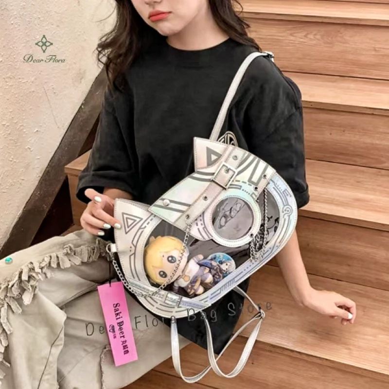 

Y2K Kawaii Cat Ita Bag Cute PU Backpack Girls Transparent Pocket Harajuku Crossbody Bag Women's Fashion DIY Display Shoulder Bag