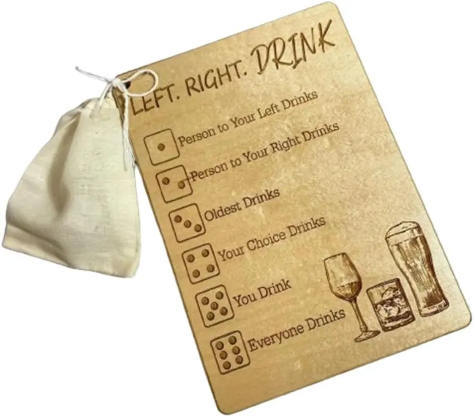 Left Right Drink Drinking Game- Adult Drinking Game Left Right Center, Funny Dice Tray with Dice Bag