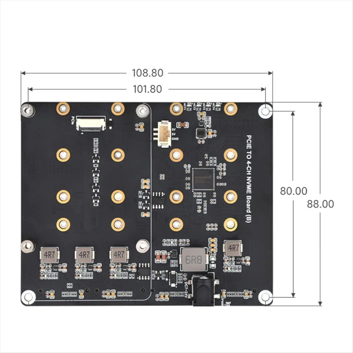 

Плата адаптера M85K для 5 PCIe на 4 канала M.2 NVMe, совместимая с жесткими дисками M.2 2280/2260/2242/2230 для PI5 (США)