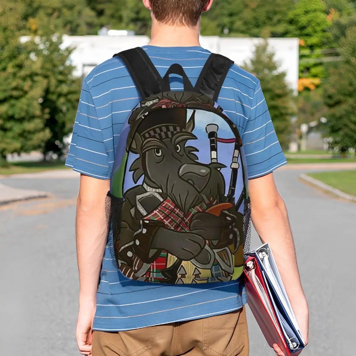Scottish Terrier And Bagpipes Backpack Student BookBag Children School Bag Laptop Shoulder Bags for Boys Girls