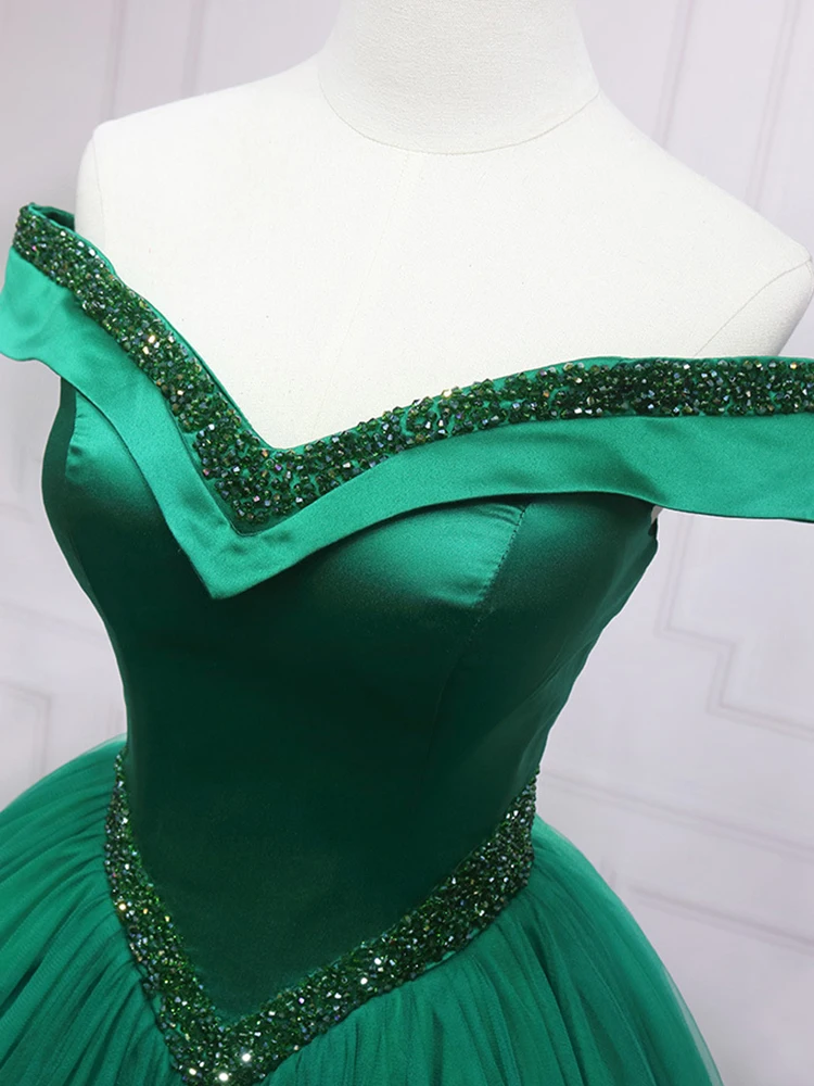 Aangepaste baljurk vrouwen avondjurken kralen tule off-shoulder prom verjaardagsfeestje jurken formele gelegenheid vestido de noche