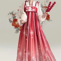 Chinese Hanfu Dress Women Traditional Vintage Cat Print Floral Hanfu Cosplay Costume Elegant Stage Dance Dress Hanfu Robe Sets
