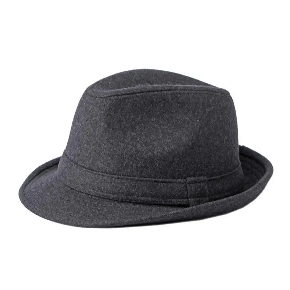 Autumn And Winter Men Gentleman Fedoras Solid Color Top Hat Woolen 56-60cm Small Brim British Style Casual LM0121