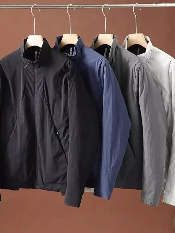 

Men's Casual Cotton Jaet Lightweight Warm Stand Collar Winter Coat Breathable Stand Fit Regular Length No Cap Cotton