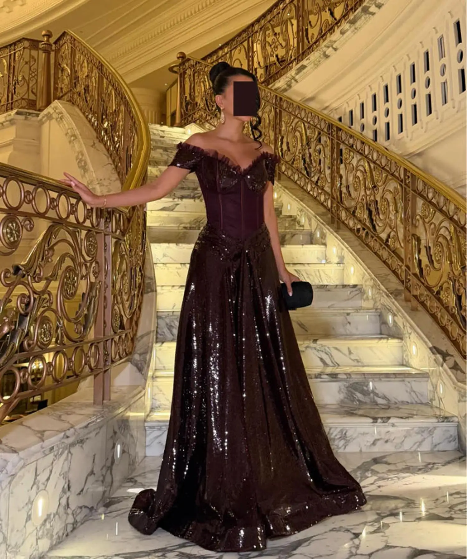 Arabia Graceful Burgundy Off Shoulder Ruffle Trim Prom Dresses Boned Corset Full Sequined A Line Vintage Evening Dresses 2026