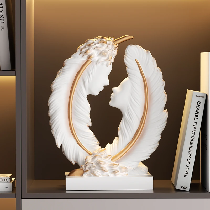 

Abstract Feather Figure Sculpture Ornament Office Study Desk Decoration High End Art Modern Living Room Home Decor Figurine Gift