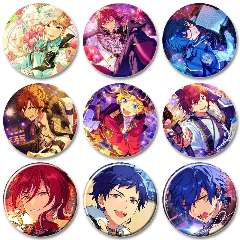 32/44/58mm Anime Ensemble Stars Brooch Pin Idol Leo Kohaku Oukawa Icon Badges Creative Round Button Pins for Clothes Hat