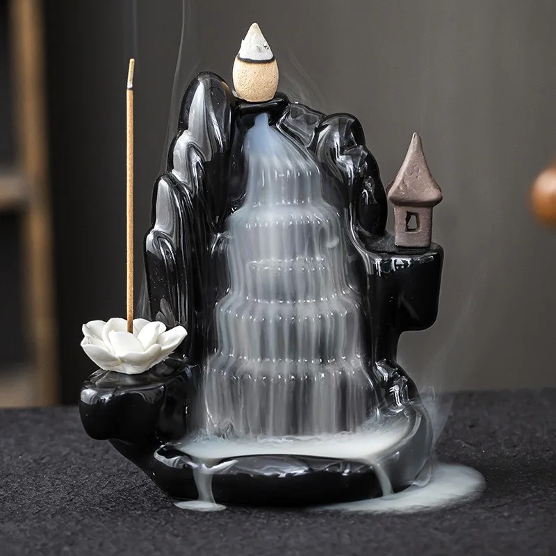 

Ceramic Backflow Incense Burner with Waterfall Smoke - Zen Meditation Decor, Home Office Relaxation Gift Encensoi Incense Burner