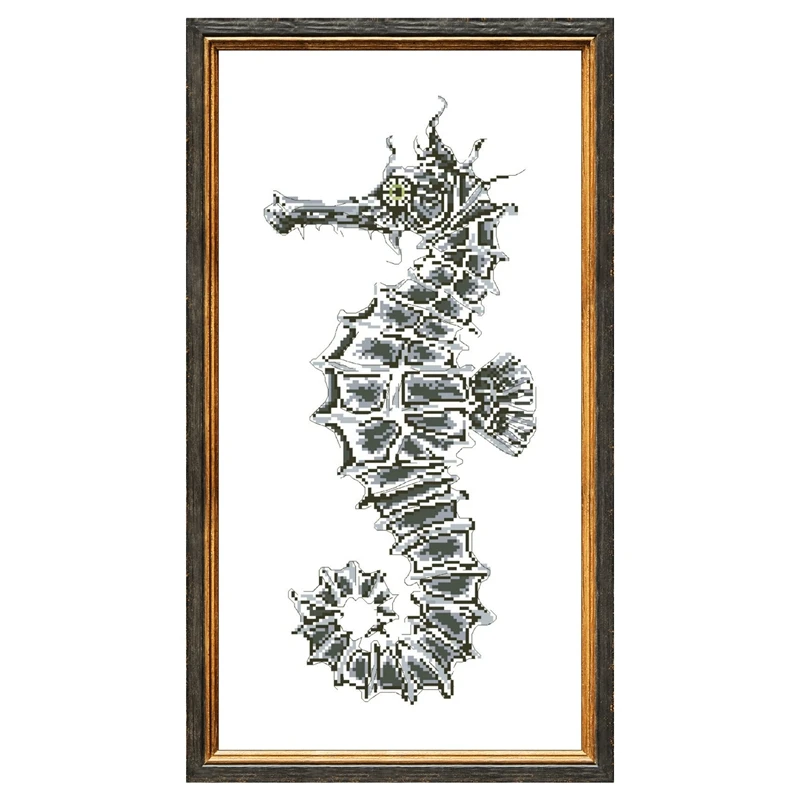 Seahorse cross stitch package animal 18ct 14ct 11ct unprint canvas cotton thread embroidery DIY handmade needlework