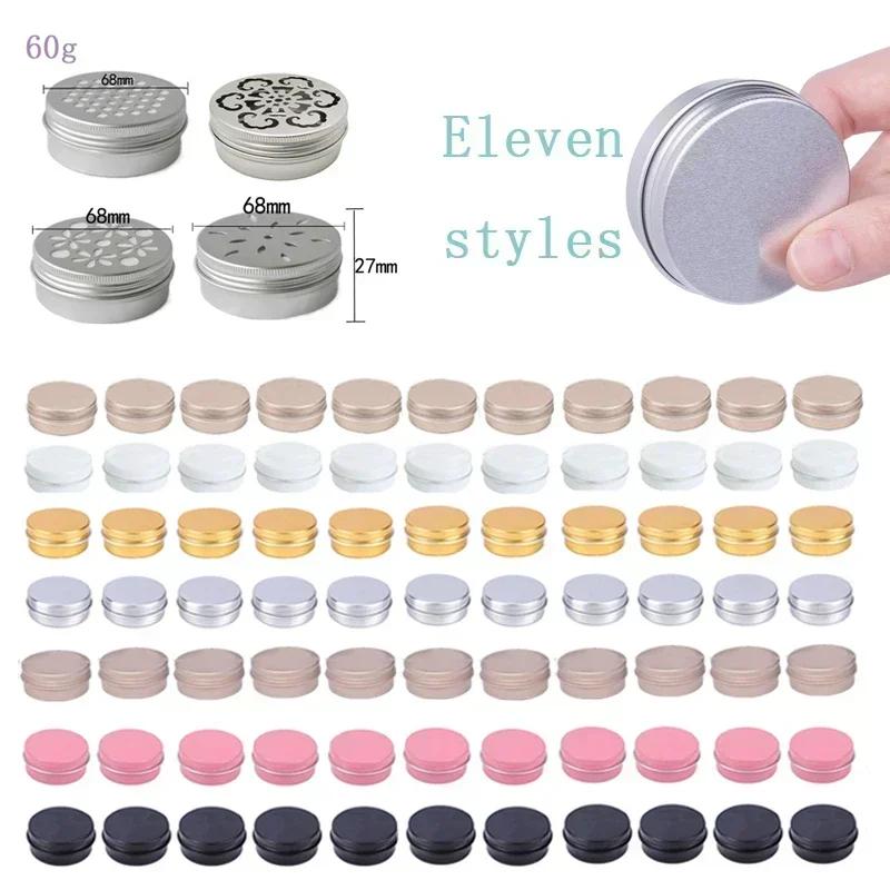 50Pcs 5g-60g Empty Cosmetic Aluminum Tin Cans Metal Round Candle Jars Refillable Cream Container For Storing Tea Lip Balm Spice