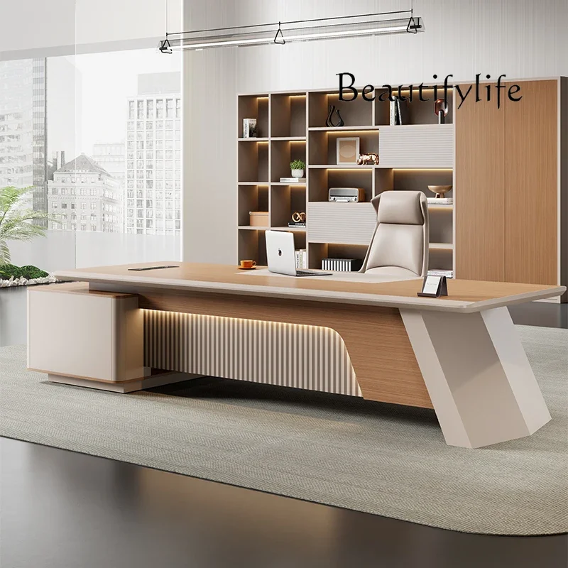 

Nn Paint boss office desk and chair combination light luxury high sense simple modern manager room desk furniture