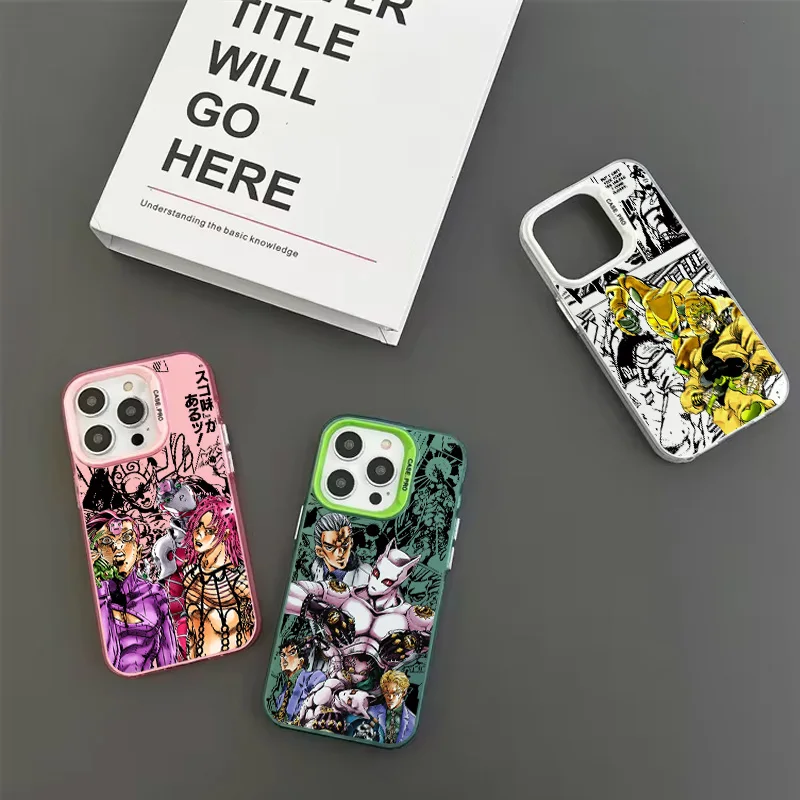 jojo Villain Hot Anime Phone Case For Apple iPhone 15 14 13 12 11 Pro MAX XR Colored Silver Plated Inside Cover