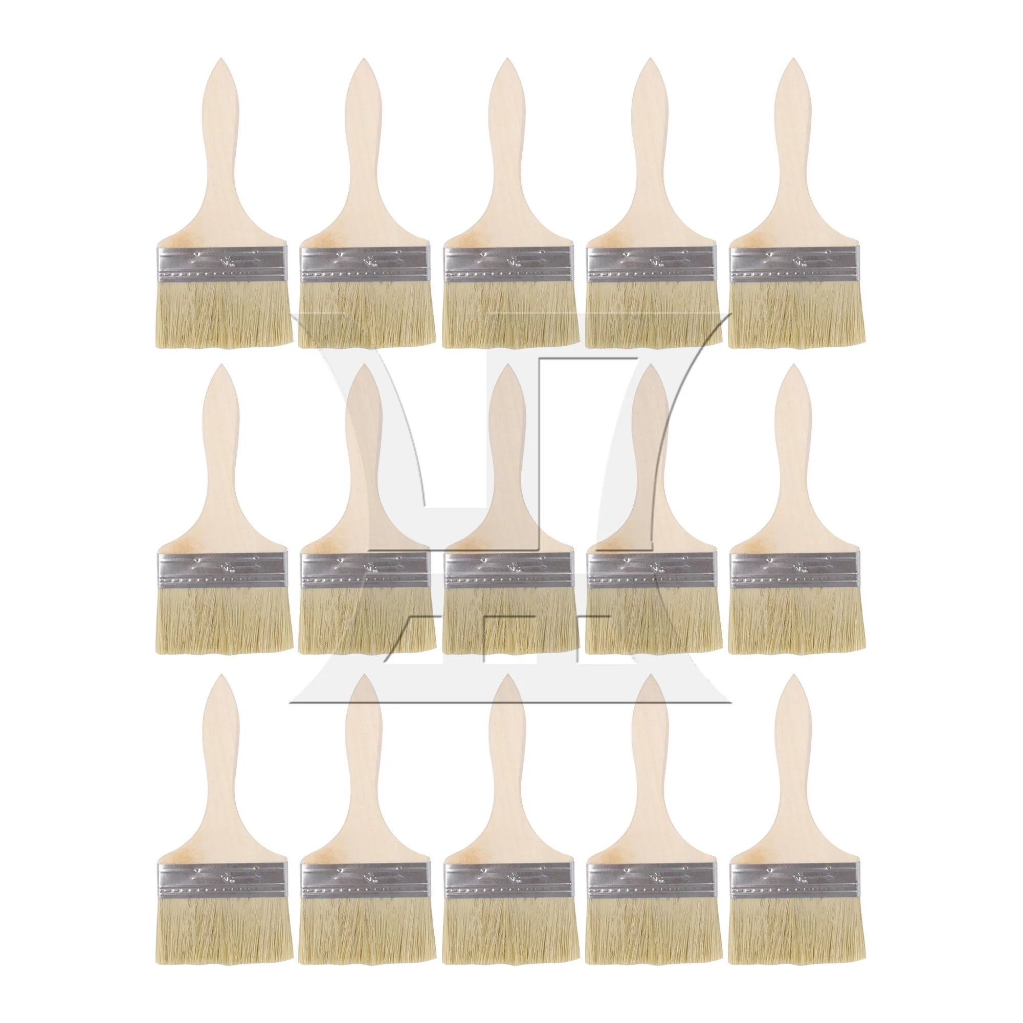 15 Pieces Flat Paint Brush w/ Thin Wood Handle for Professional Painter 4 Inch