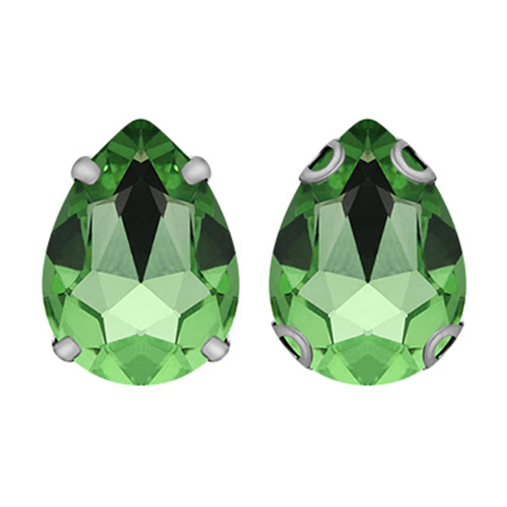 

50pcs Crystal Claw Rhinestones Glass Sewing Teardrop For Garments Water Drop Accessories High Quality Light Green 18X25Mm