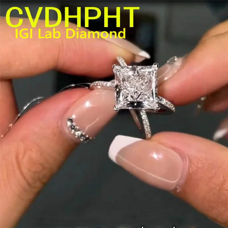 Solid 14K White gold Lab growm dimaond IGI ring princess cut D VS1 Wedding ring engagement ring Factory Sell