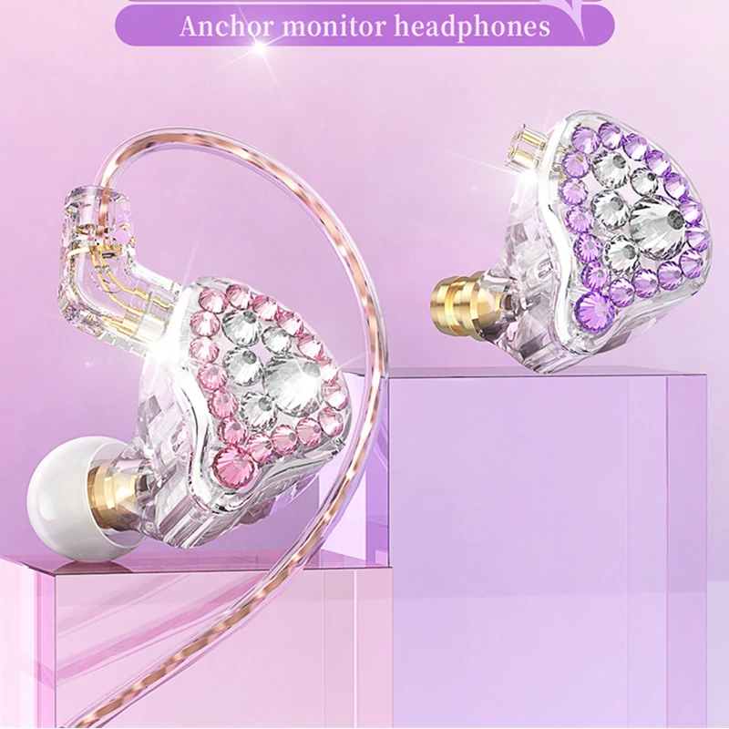 In-Ear Earphone Noise Cancelling Headphones with Microphone 3.5mm Wired Earbuds Diamond Headset for Gifts Gifts Brithday Q2Pro