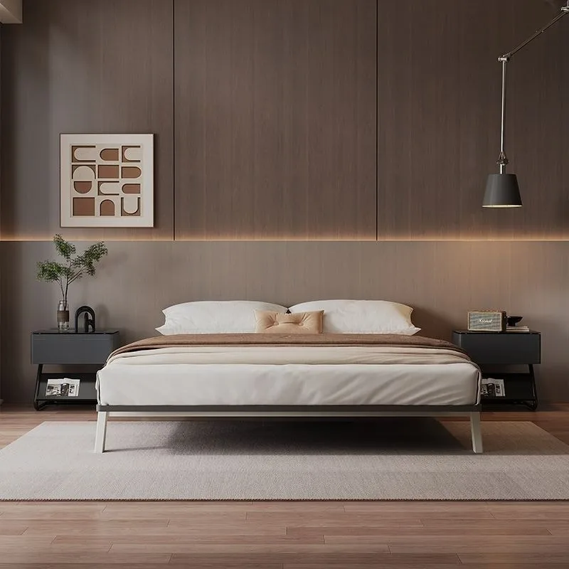 فولاذ كربوني معلق بدون سرير شقة صغيرة غرفة نوم رئيسية كبيرة متوسطة عتيقة مزدوجة بدون مسند ظهر #5