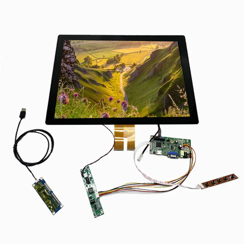 LESOWN Plug and Play 19 inch LCD Screen with Driver Board HDMI 300nits Compatible with VGA Multi-Touch Display for Mechanics