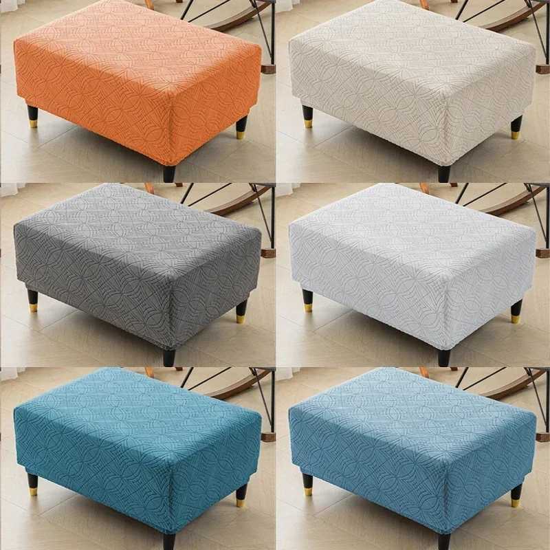 High Spandex Ottoman Slipcover Rectangle Footrest Footstool Protector Covers Stretch Fabric Storage Ottoman Covers Multiple Size