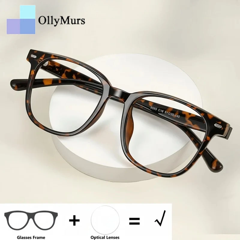 

OLLYMURS Men's and Women's Optical Prescription Glasses Blue Light Blocking Reading Glasses TR90 Square Degree Eyeglasses 9089