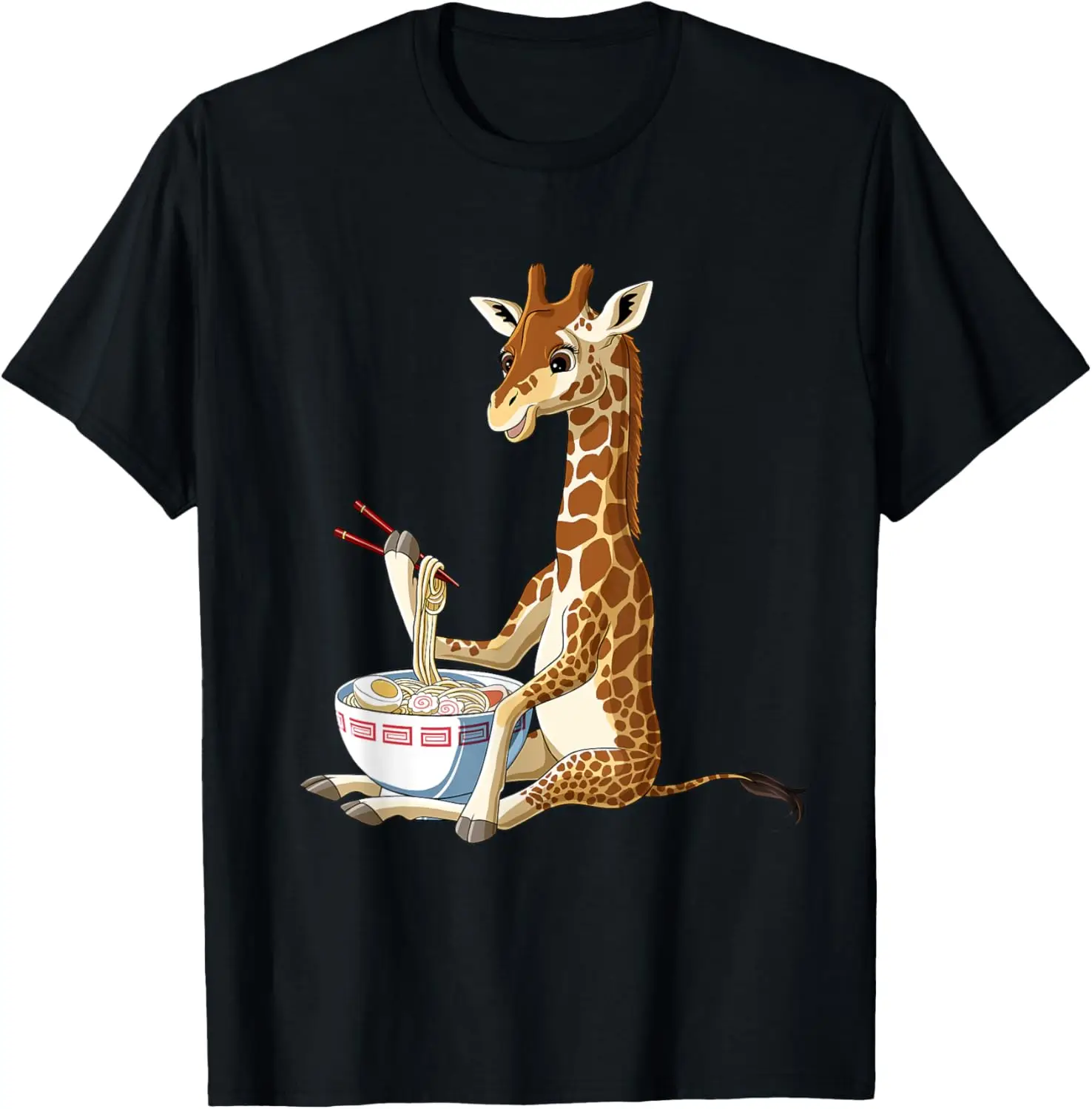 Funny Japanese Kawaii Ramen Noodles Giraffes T-Shirt