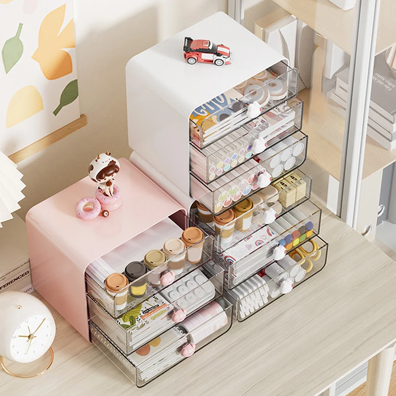 Desktop Drawer Box Desk Pen Holder Hair Accessories Storage Shelf Cosmetic Stationery Storage Box Home School Office Organizer