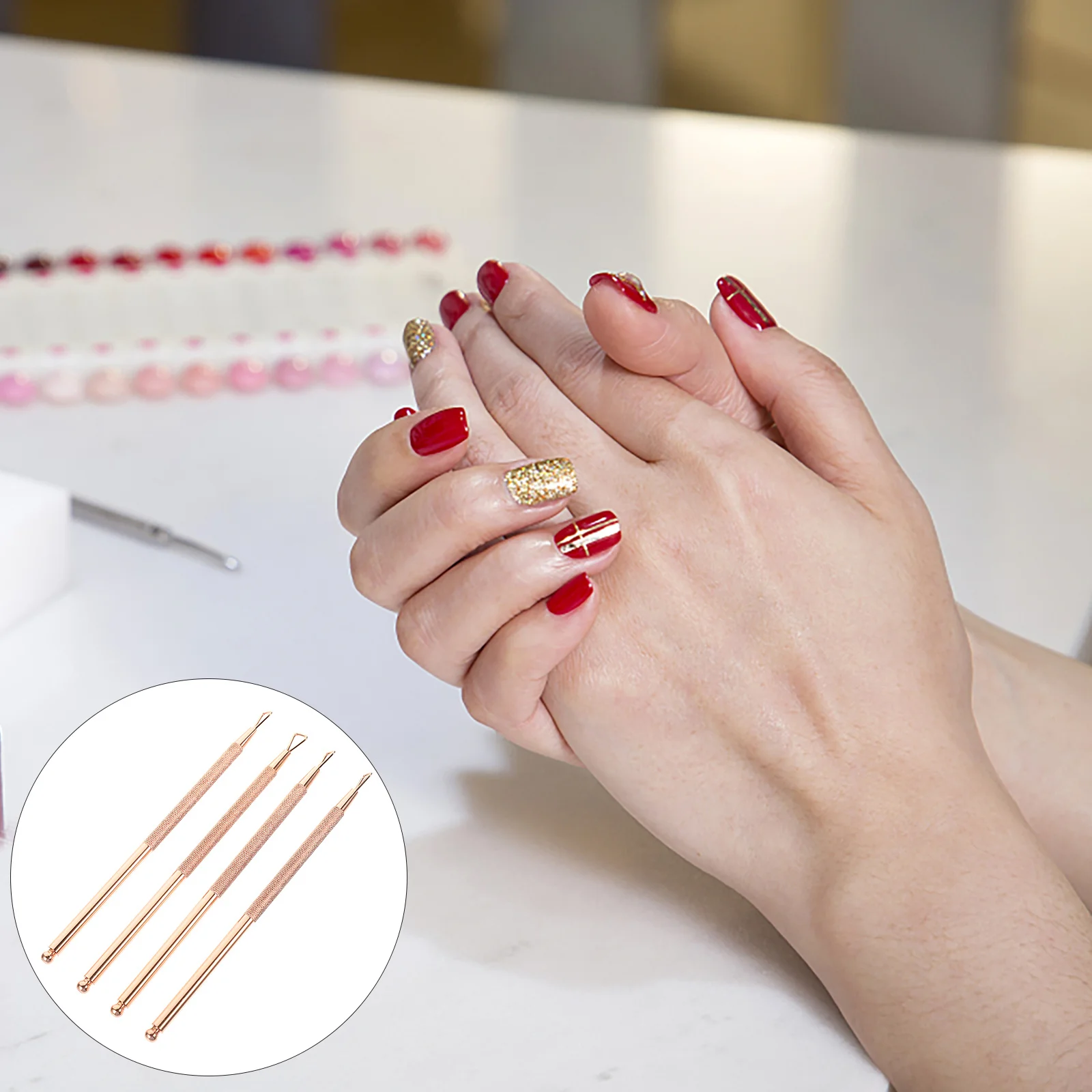 

4Pcs Gel Polish Remover Stainless Steel Triangle Cuticle Pusher Nail Art Scraper Manicure Pedicure Tool Salon DIY