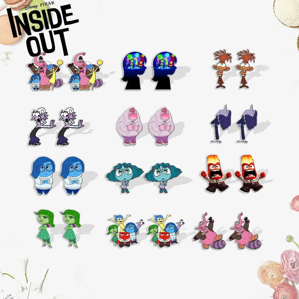 New Disney Inside Out Earrings Accessories Sadness Joy Anger Animation Cute Acrylic Earstuds Jewelry Accessories Girls Gift