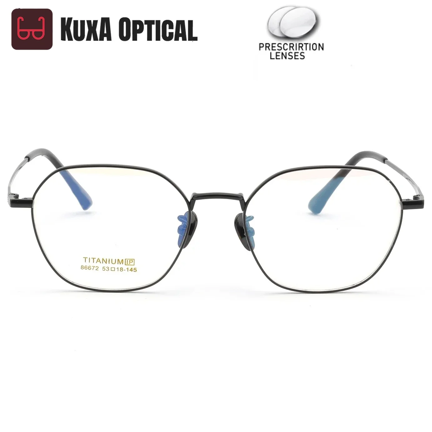 KUXA إطار نظارات مضلع هندسي للنساء من التيتانيوم نظارات بصرية للأشعة فوق البنفسجية وصفة طبية لقصر النظر مد البصر عدسة نظارات تقدمية