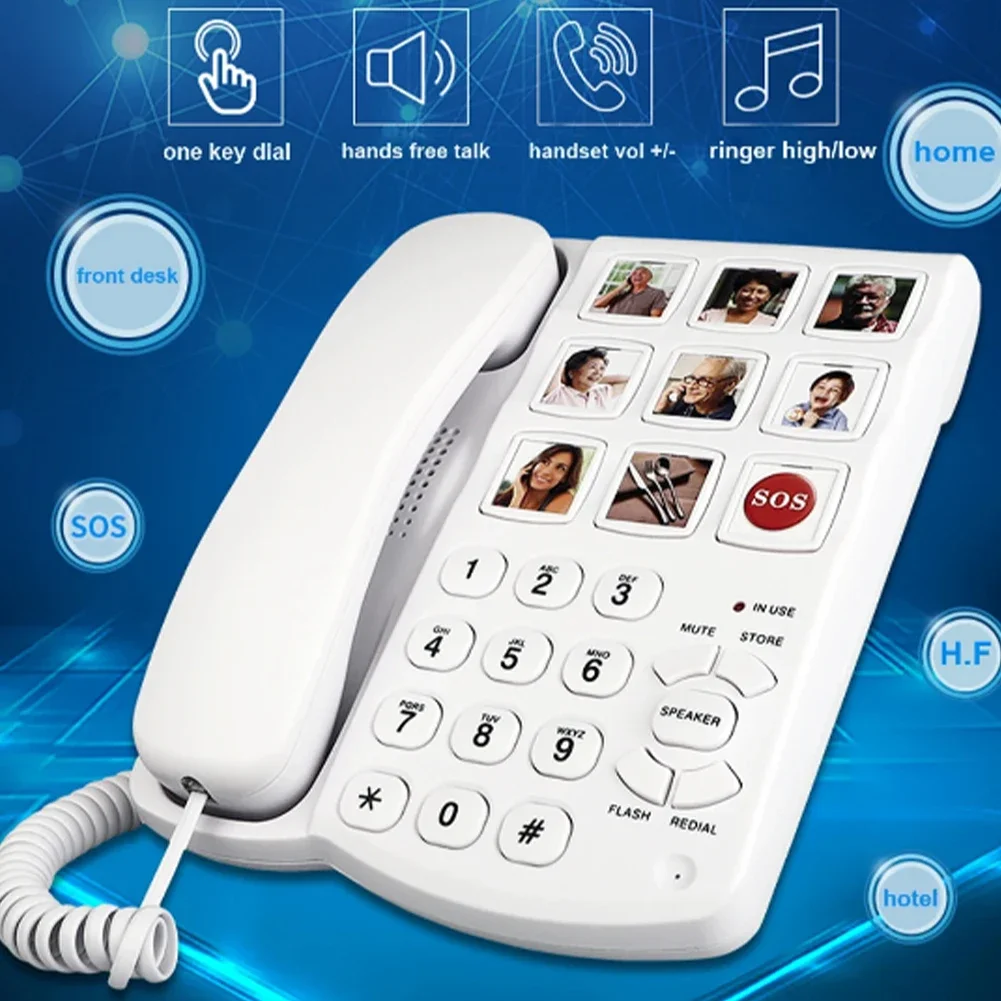 Amplified Picture Landline Phone with Speaker Amplified Photo Memory Landline Phone 9 Piction Enlarged Phone for Seniors Elderly