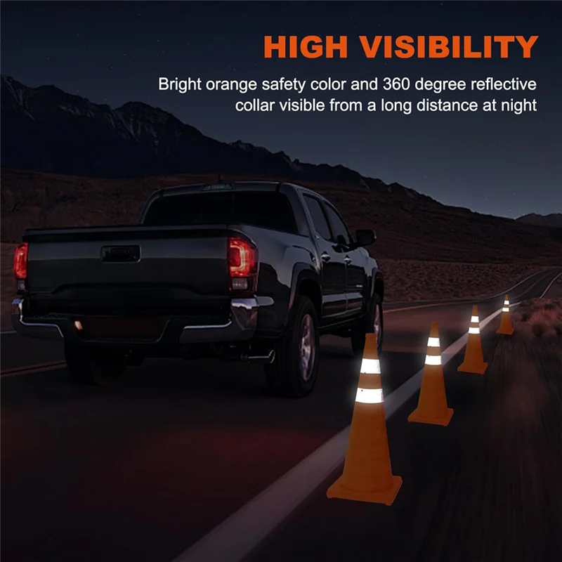

ABLJ 2 Pack 18 Inch Fold Traffic Safety Cones, Multi Purpose -Up Cones With Reflective Collar For Road Safety