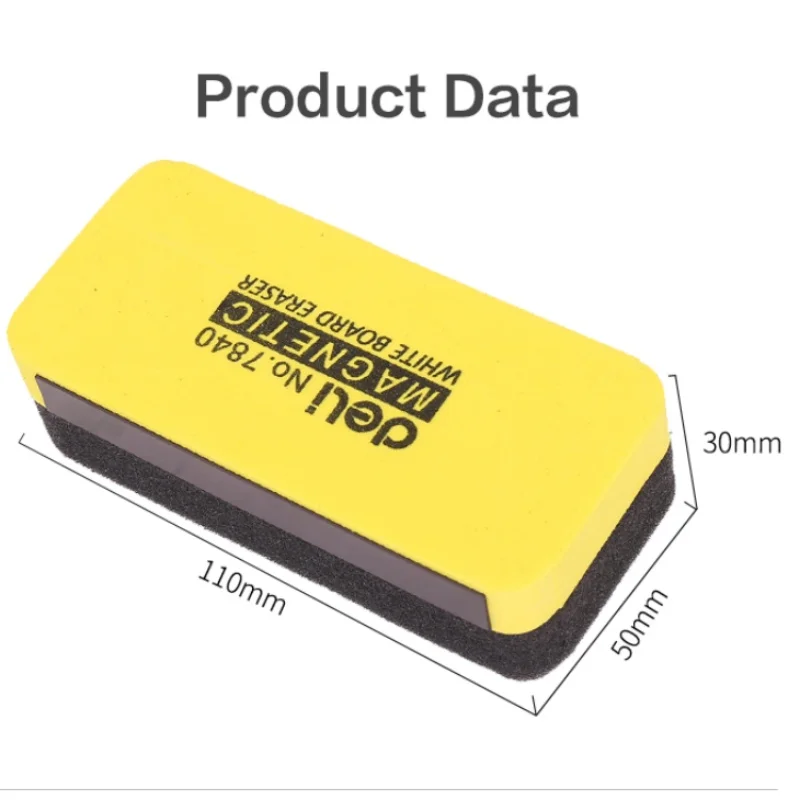 DELI Borracha magnética para quadro branco, limpador de quadro negro de fixação forte, limpador sem poeira para sala de aula, escritório, casa e material escolar