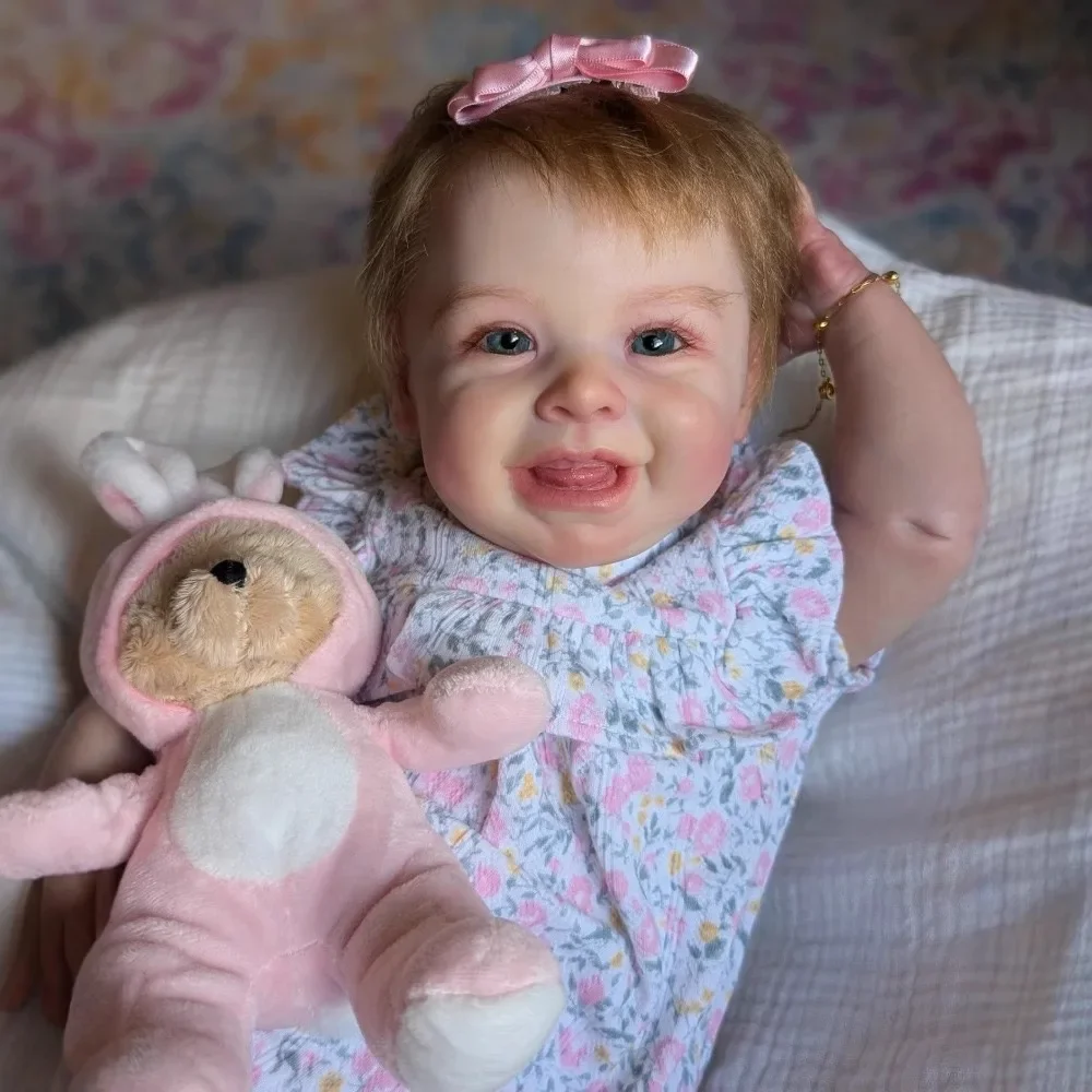 

19inch Harper Soft Cotton Body Lifelike Newborn Reborn Doll Multiple Layers Painting 3D Skin Visible Veins With Hand Root Hair