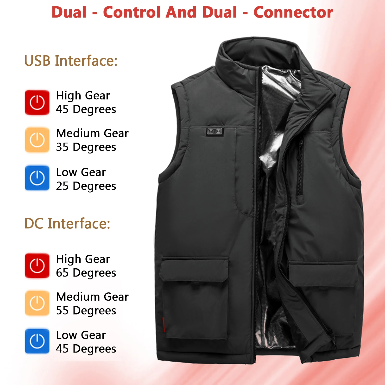 سترة ساخنة للرجال الشتاء في الهواء الطلق سترة التدفئة الذكية أحد عشر منطقة رجل سترة ساخنة مع التحكم المزدوج 3 والعتاد درجة الحرارة #4