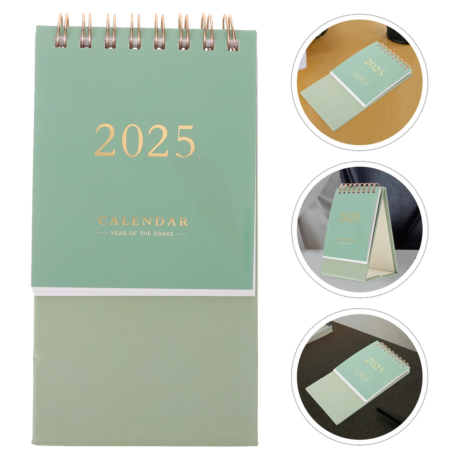 2024-2025 Desk Calendars Mini Standing Small Table Daily Use Monthly Dark Green