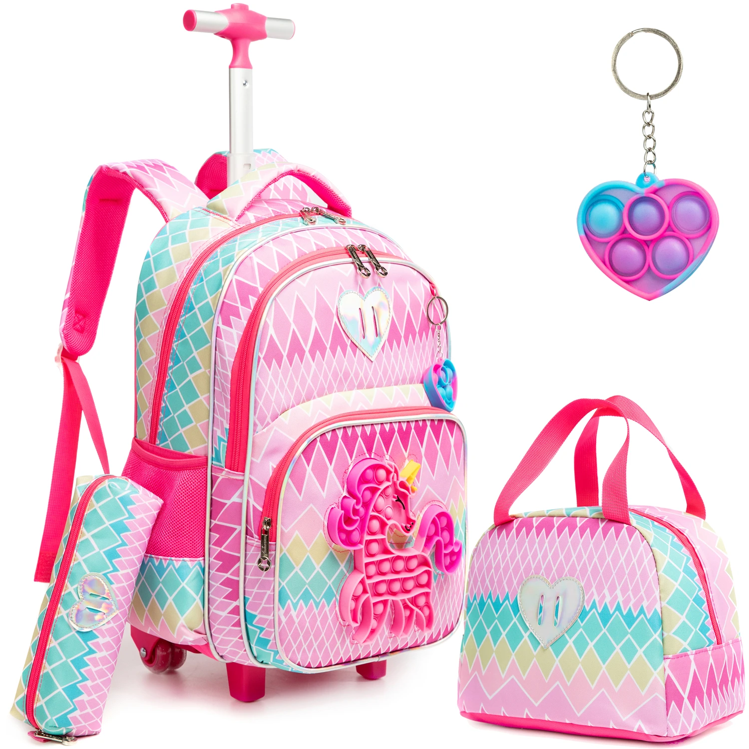 Rolling Backpacks for Girls Kids School  Bookbag for Kindergarten Elementary  School Backpack  with wheels for Girls Lightweight