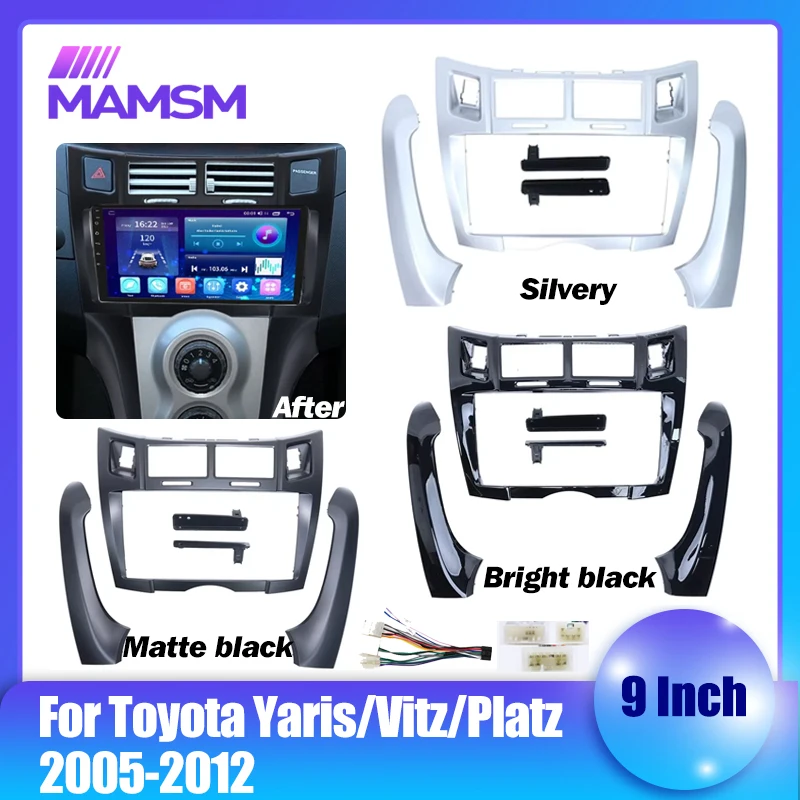 For Toyota Yaris Vitz Platz 2005 - 2012 9 inch Car Radio Fascia Stereo screen multimedia video player navigation Harness frame