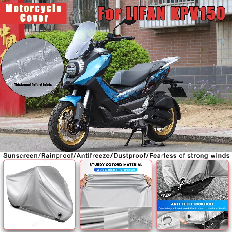 

For LIFAN KPV150 No Ear Motorcycle Cover - Outdoor Full Body Protection, Waterproof Dustproof Sunscreen Moto Accessories