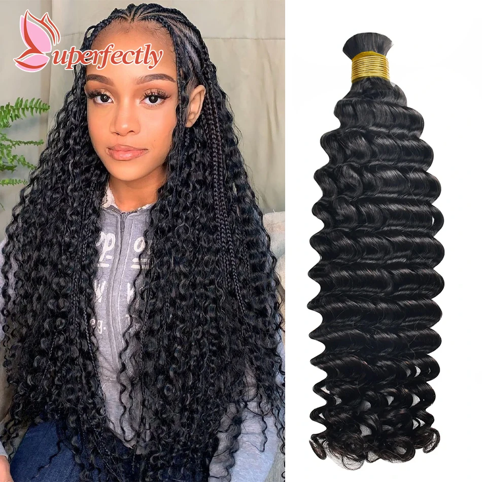 

Deep Wave Human Braiding Hair for Boho Braids Crochet Bulk Extensions for Bohemian Knotless Braids No Weft Hair for Wholesale