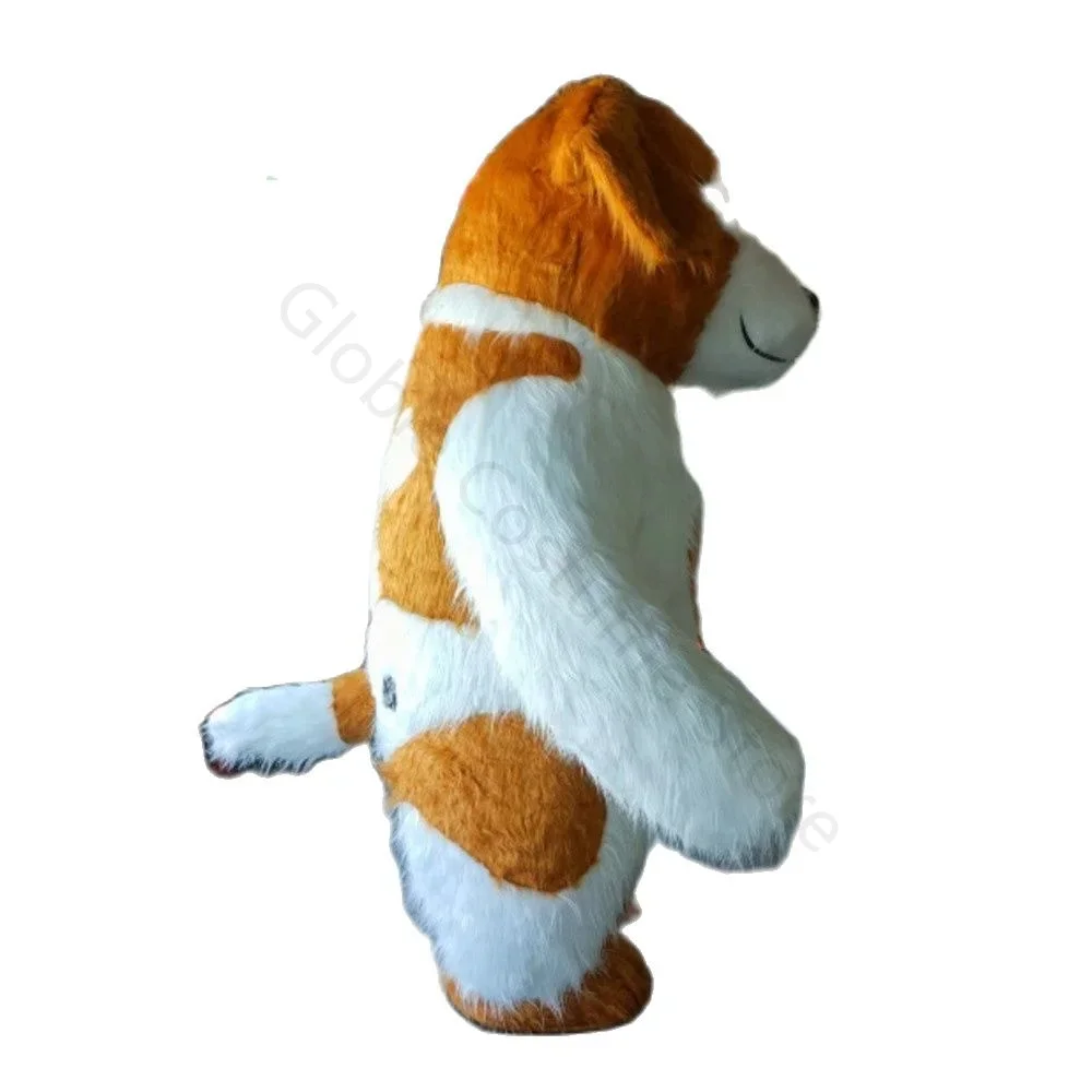 Dog Cosplay inflatable Mascot Color Customized White Yellow Inflated Dog Costume Cute Furry Blow Up Dog Toys for Dog Lovers Kids