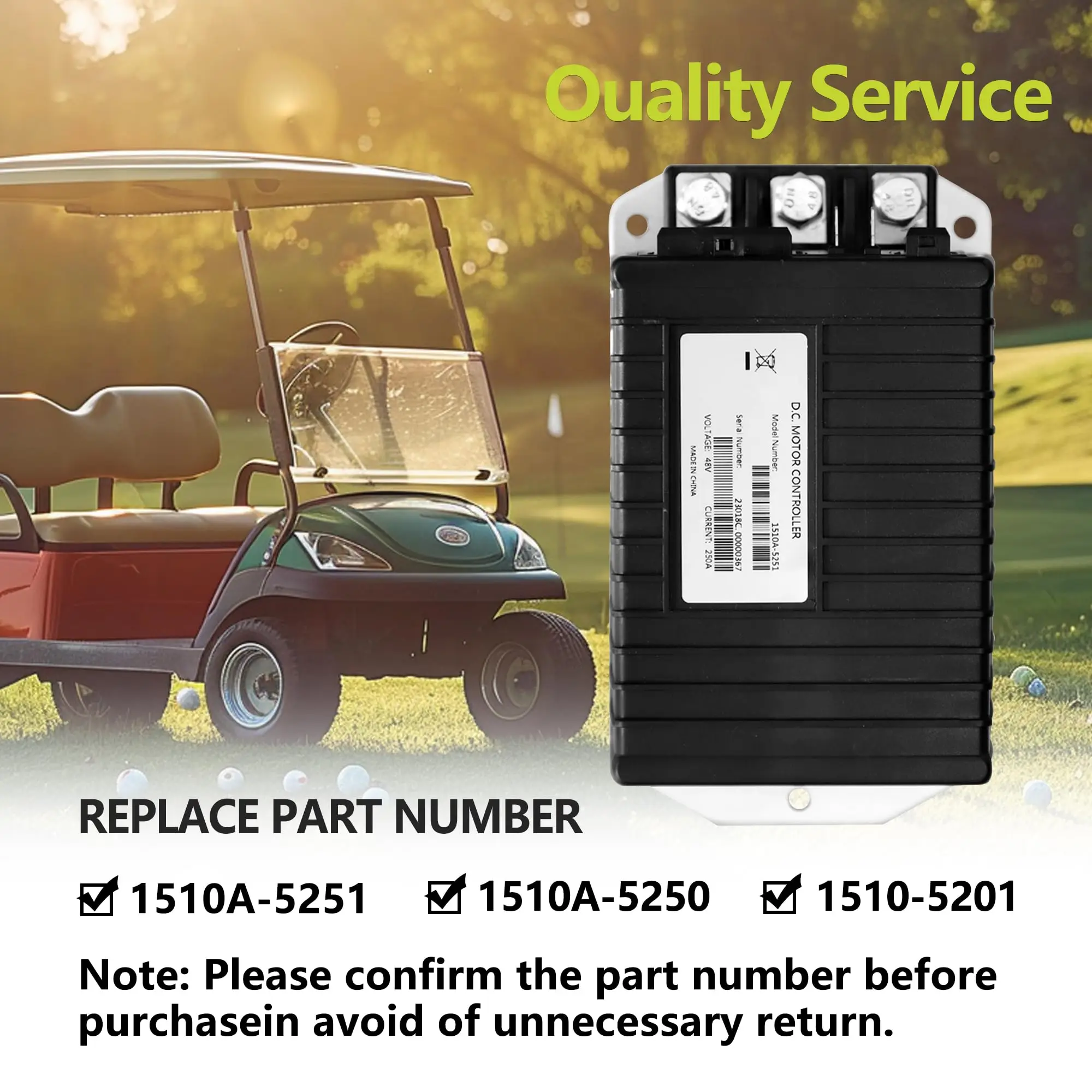 1510A-5251 Controller, 102806201   48V 250A DC-motorcontroller past op Curtis Club Car DS & Precedent IQ elektrisch systeem golfkar