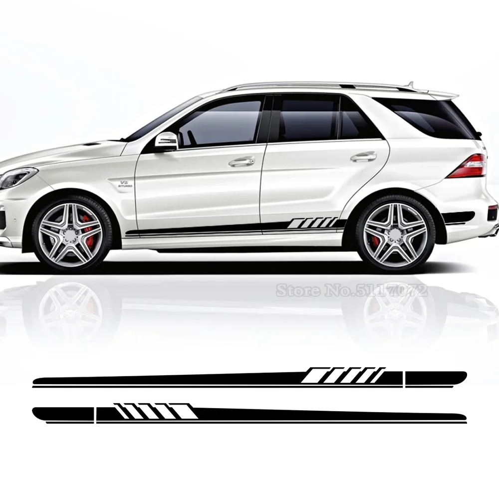 2pcs Car Side Stickers Body Stripes Vinyl Decal For Mercedes Benz ML Class W163 W164 W166 ML63 AMG ML320 ML350 Car Accessories