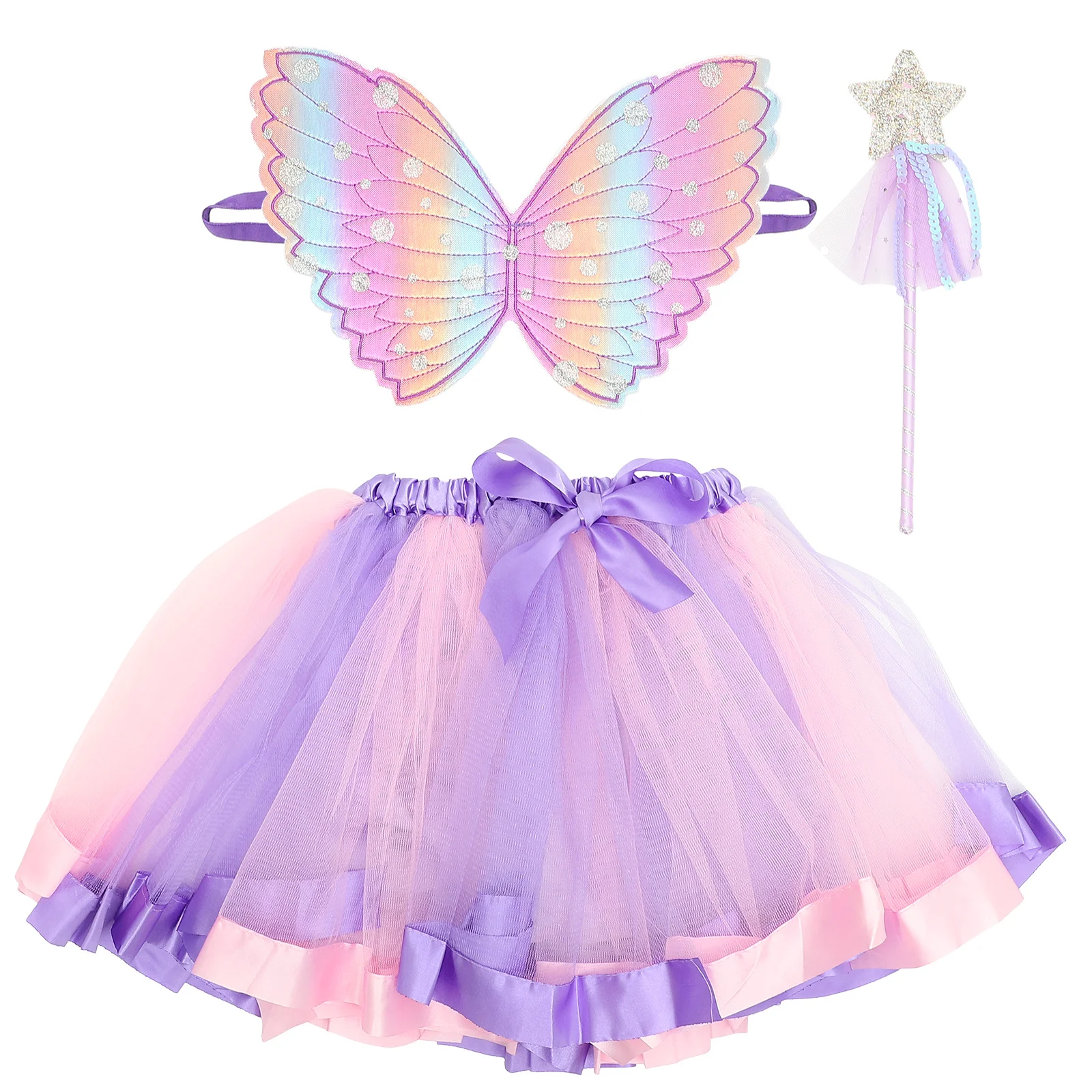 

1Set Angel Costume Fairy Dress Up for 2-6 Years Halloween Party Lovely Wand Flying Wing Cosplay Outfits Angel Costume